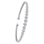 Graduated Natural Diamond Crown Prong Tennis Bracelet White3