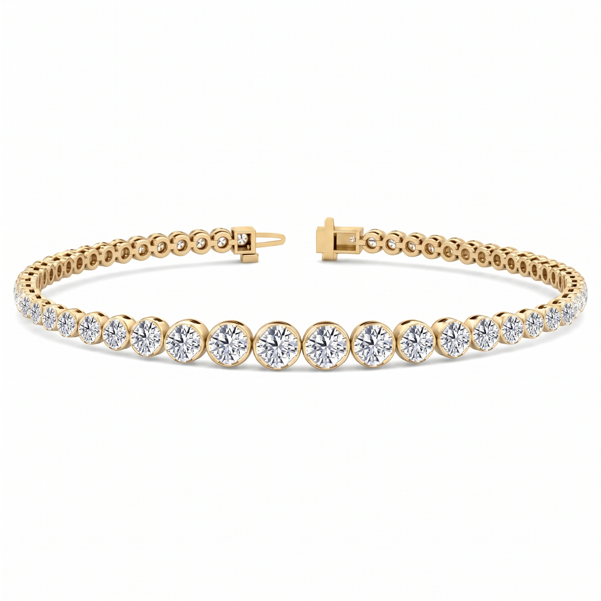 Graduated Natural Diamond Crown Prong Tennis Bracelet Yellow