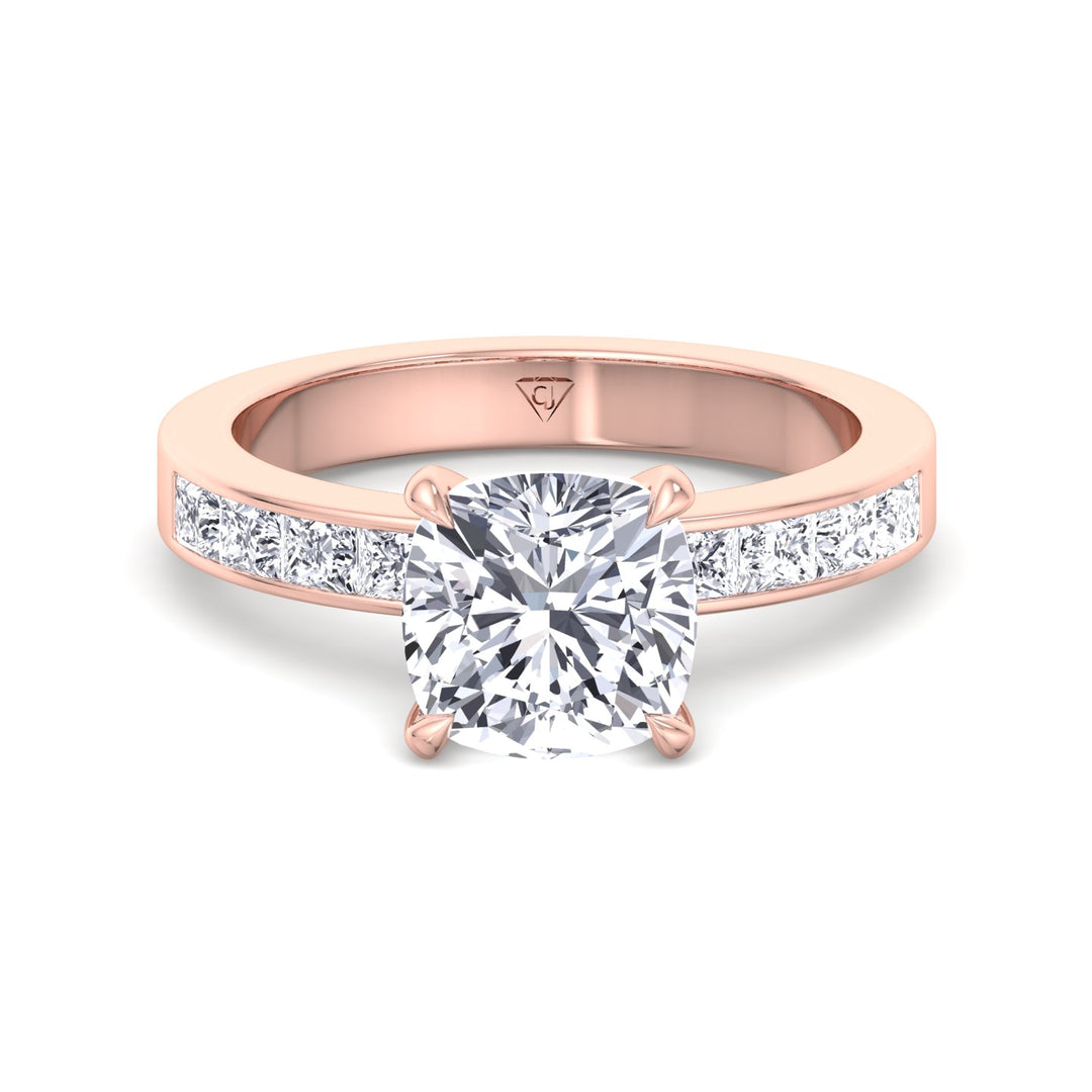 Cushion Shape Diamond Engagement Ring Rose Gold
