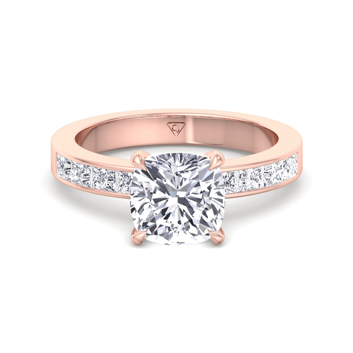 Cushion Shape Diamond Engagement Ring Rose Gold