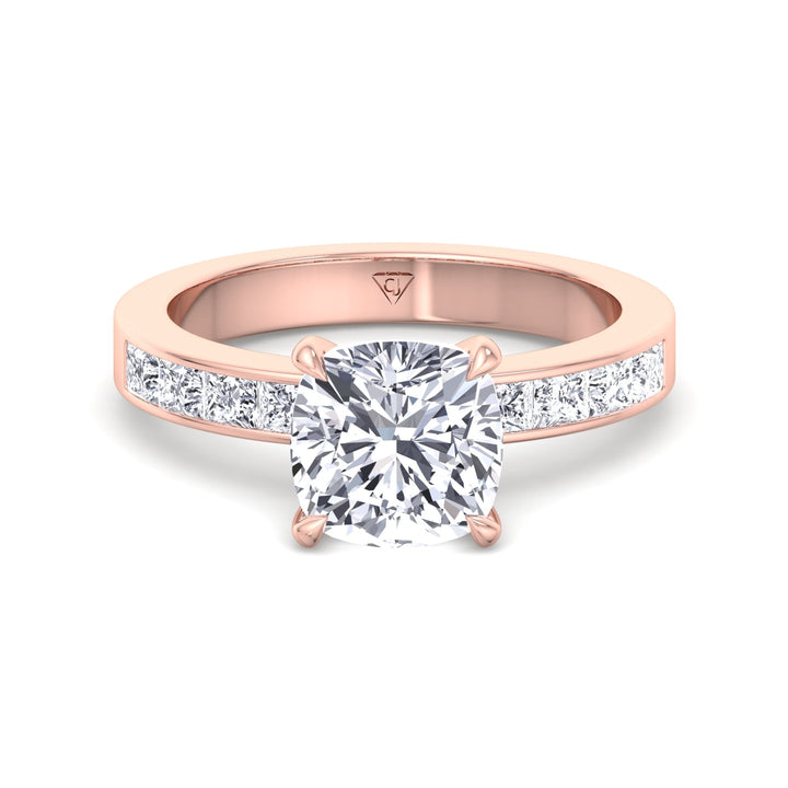 Cushion Shape Diamond Engagement Ring Rose Gold