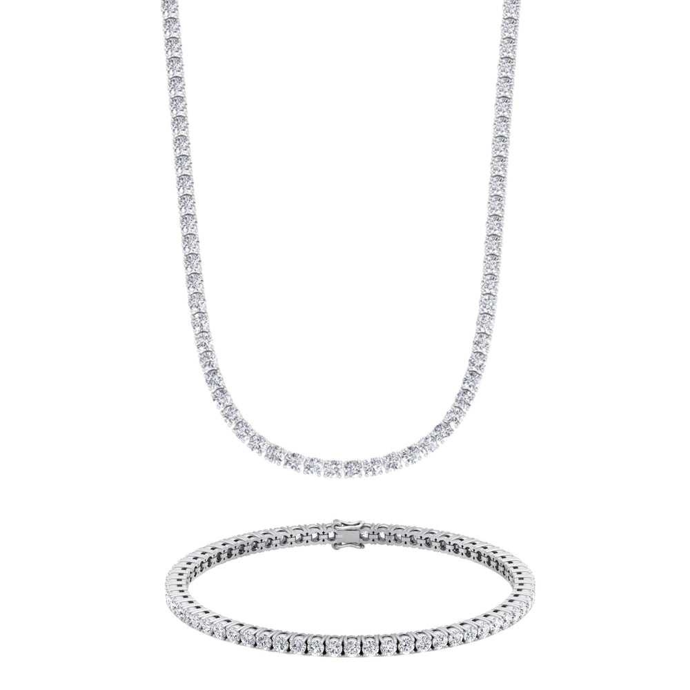 Diamond Tennis Necklace & Tennis Bracelet in 14k White Gold