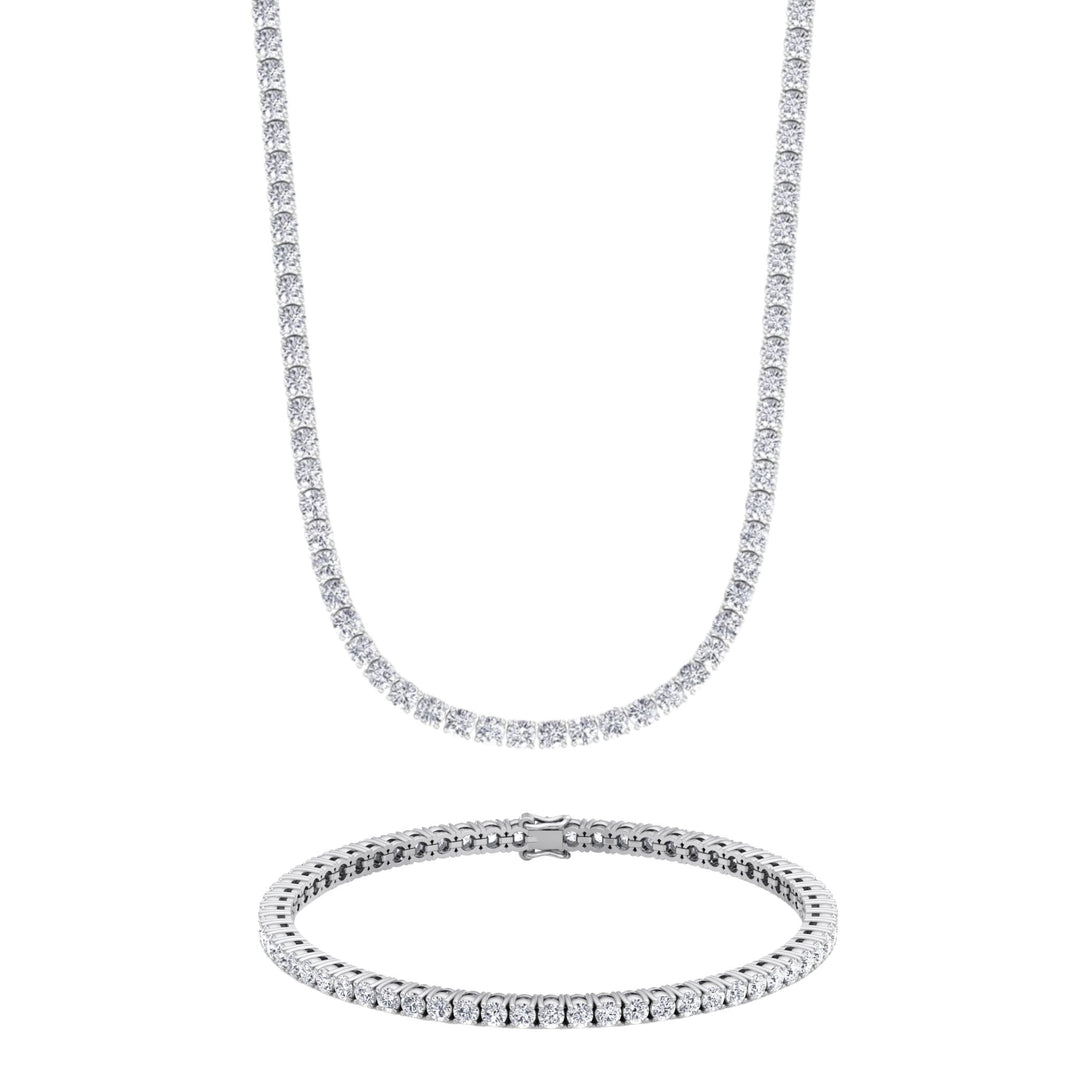 Diamond Tennis Necklace & Tennis Bracelet in 14k White Gold