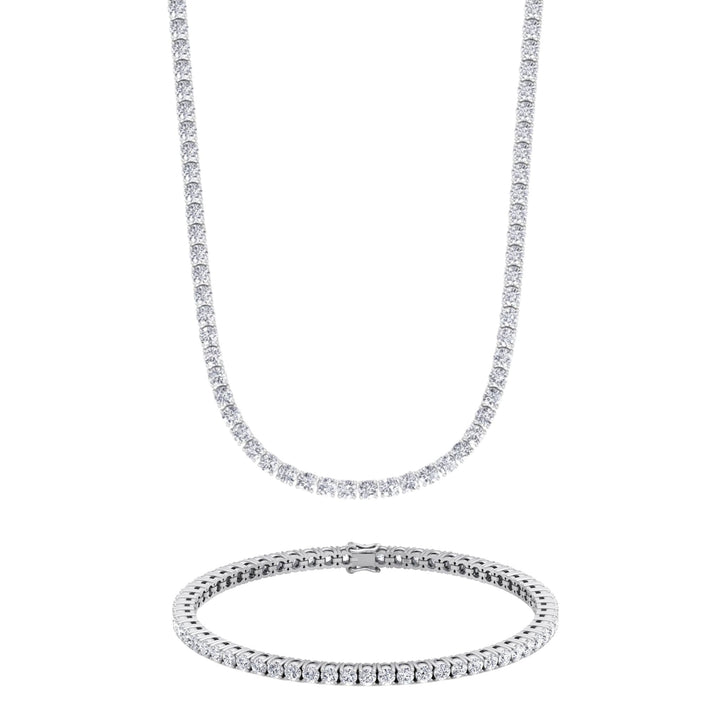 Diamond Tennis Necklace & Tennis Bracelet in 14k White Gold