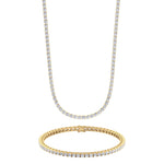 Diamond Tennis Necklace & Tennis Bracelet in 14k Yellow Gold