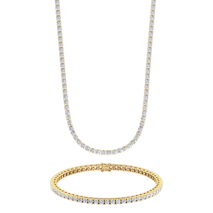 Diamond Tennis Necklace & Tennis Bracelet in 14k Yellow Gold