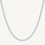 4 Prong Natural Diamond Tennis Necklace 14K Solid Gold