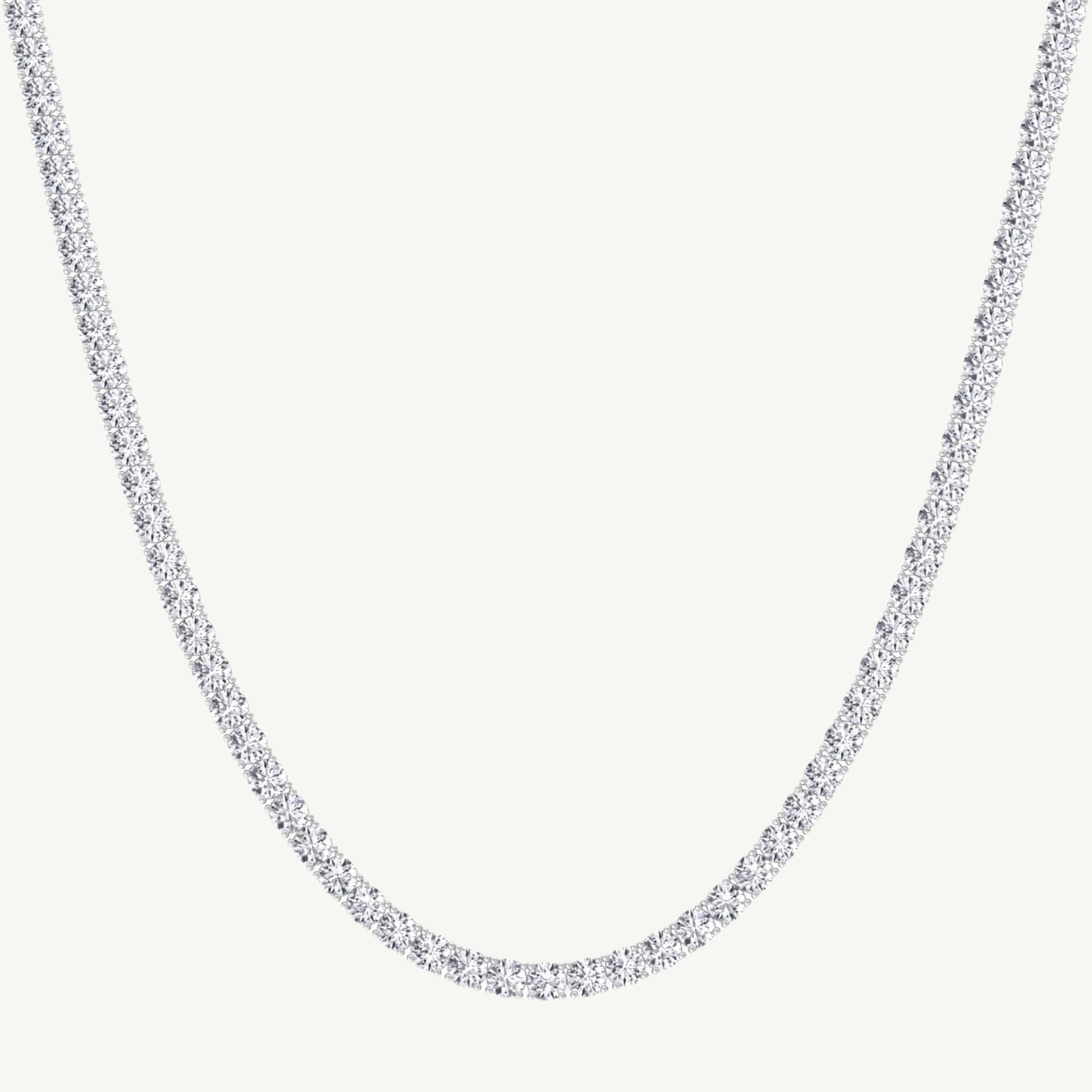4 Prong Natural Diamond Tennis Necklace 14K Solid Gold
