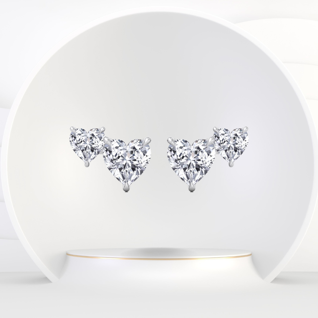 Double Heart Natural Diamond Studs