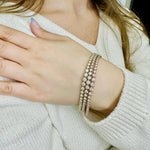 Renzo - 7.10CT TW Triple Row Graduated Natural Diamond Tennis Bracelet ( Tri-Color) - Gem Jewelers Co