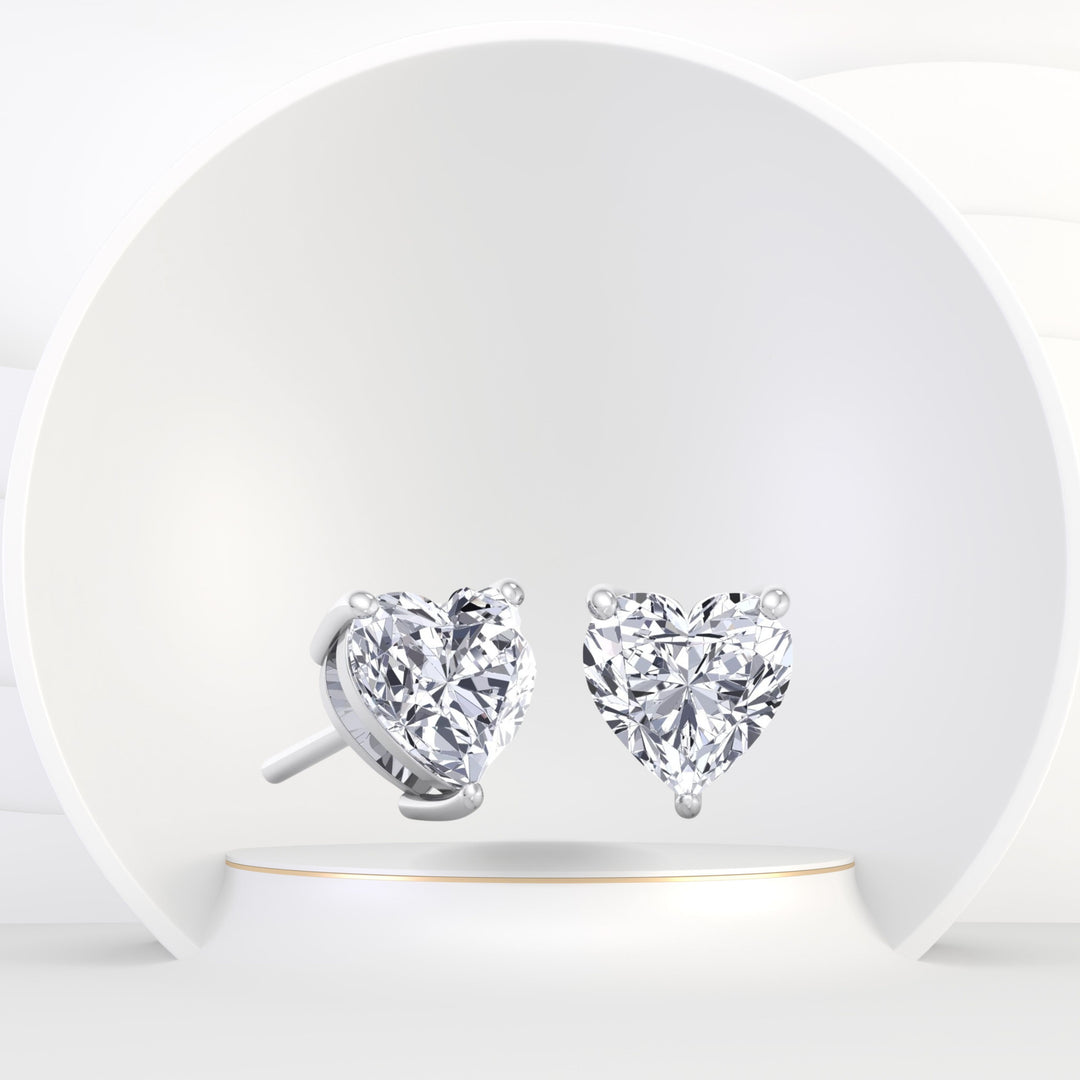 Davie - 1 Carat Heart Shape Diamond Stud Earrings - Gem Jewelers Co