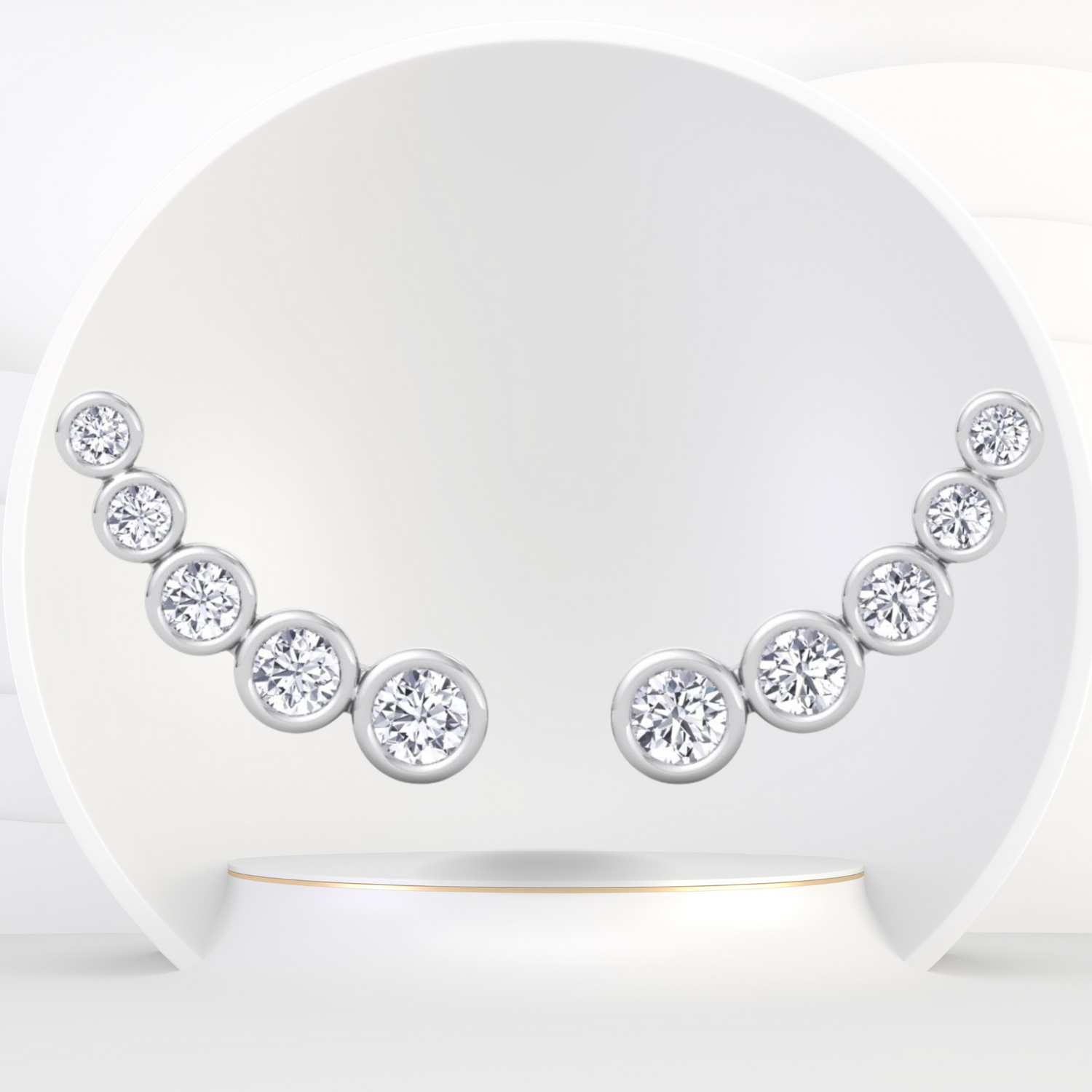 .75CT T.W. Round Shape Bezel Set Natural Diamond Cuff Earrings