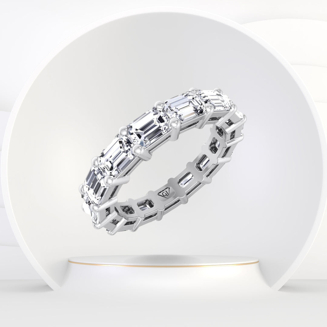 East To West Emerald Cut Natural Diamond Eternity Band