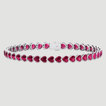 East to West Heart Shape Bezel Set Natural Red Ruby Tennis Bracelet