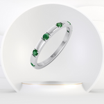Natural Green Emerald Promise Band-0.65CT-Platinum-14K-18K