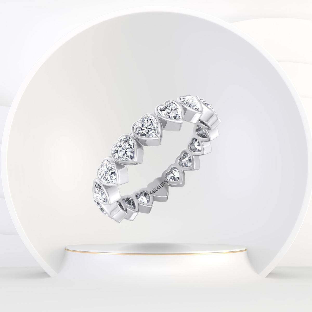 Belleza - Heart Shape Bezel Set Diamond Eternity Band - Gem Jewelers Co