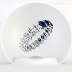 Eclair - Oval Shape Diamond and Blue Sapphire Eternity Band - Gem Jewelers Co