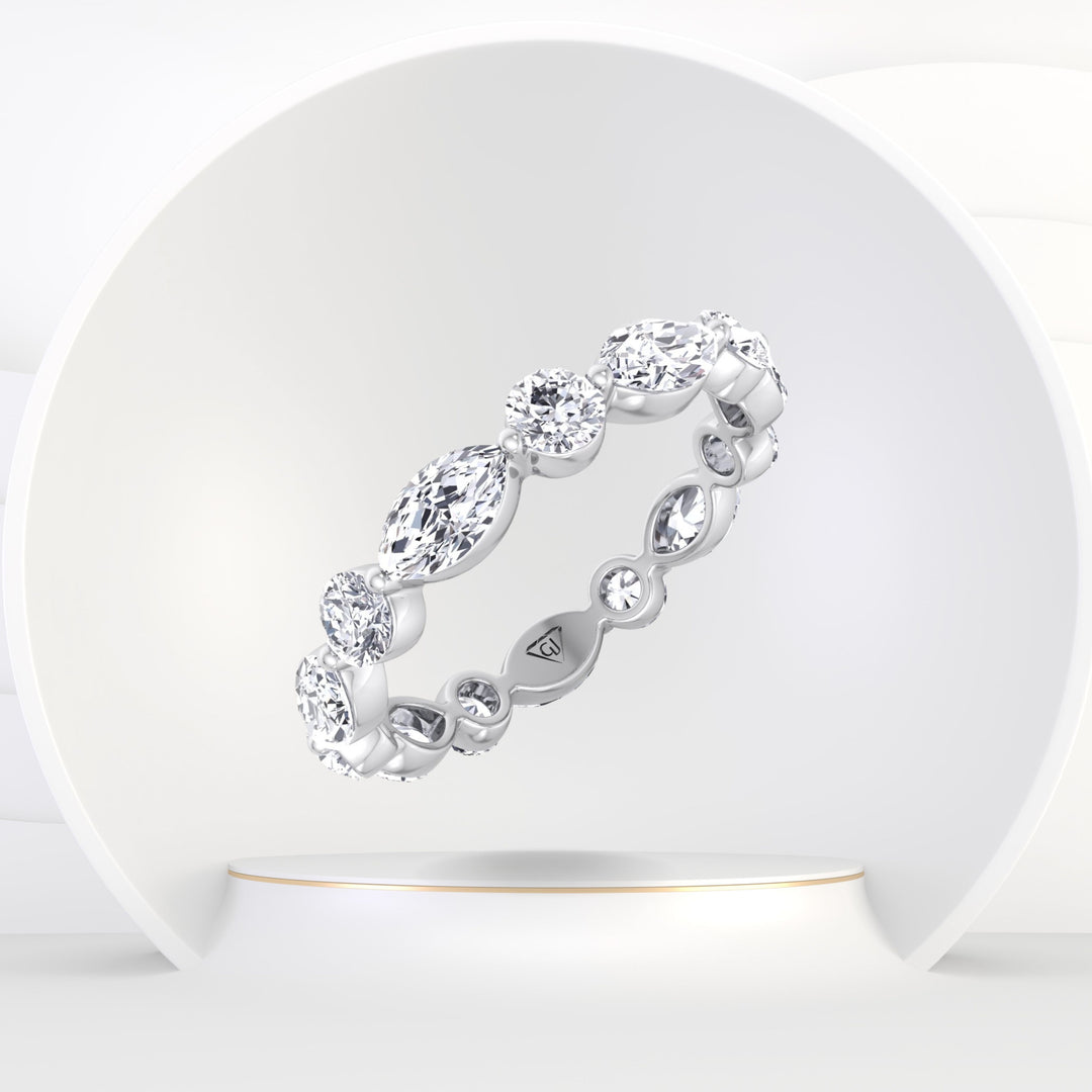 Daria - Marquise and Round Eternity Wedding Band - Gem Jewelers Co