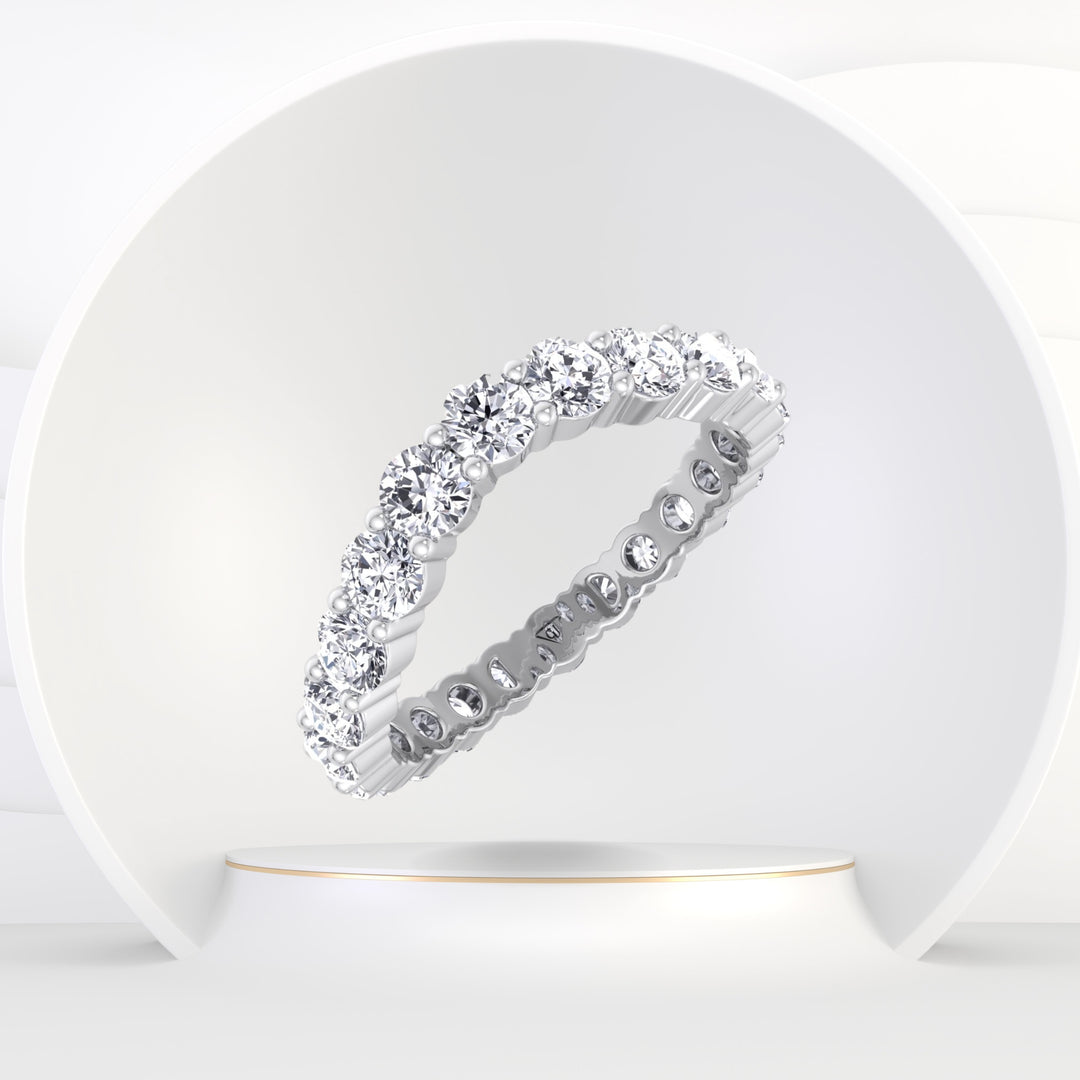 Florel - Round Shape Natural Diamond Curved Eternity Band - Gem Jewelers Co