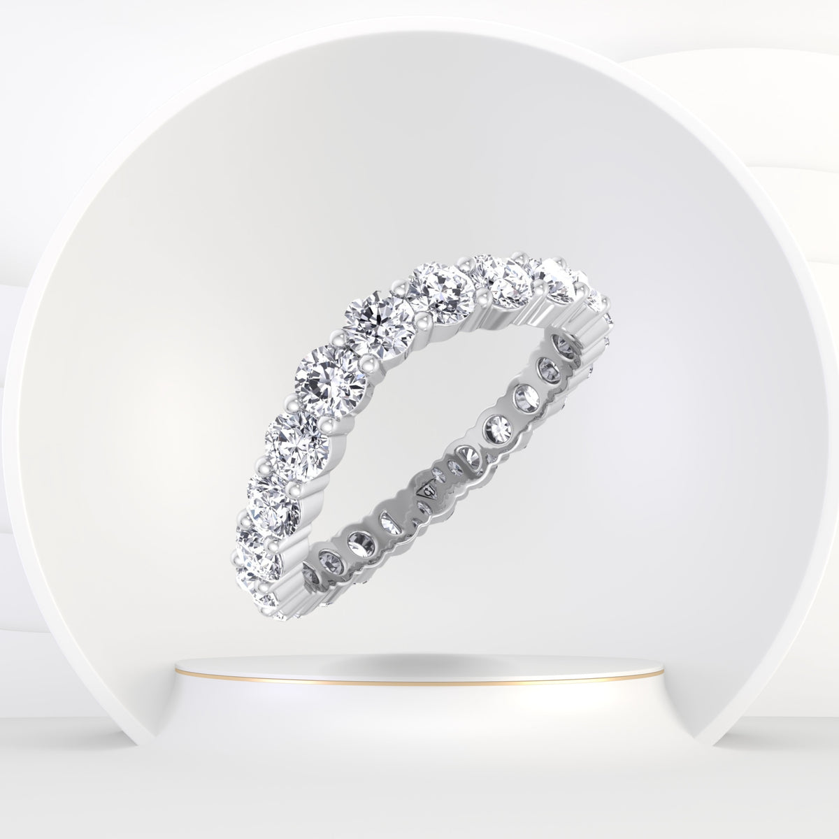 Florel - Round Shape Natural Diamond Curved Eternity Band - Gem Jewelers Co