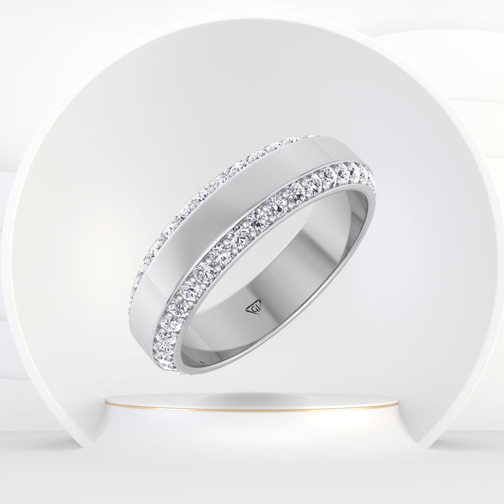 1.50CT Beveled Natural Diamond Wedding Band