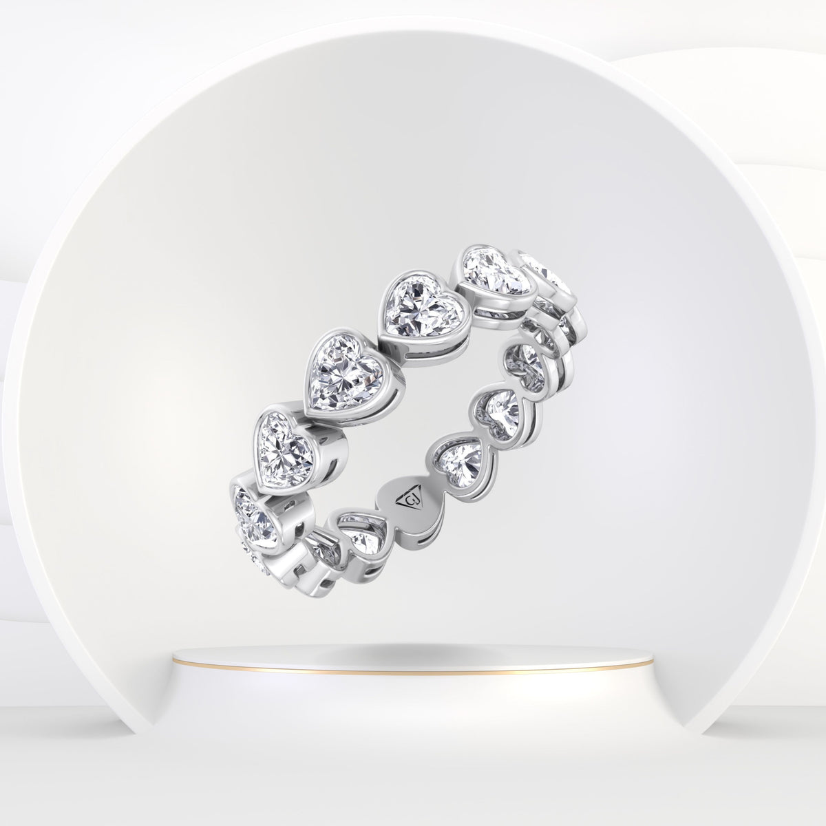 Sera - Heart Shape East to West Bezel Set Diamond Eternity Band - Gem Jewelers Co