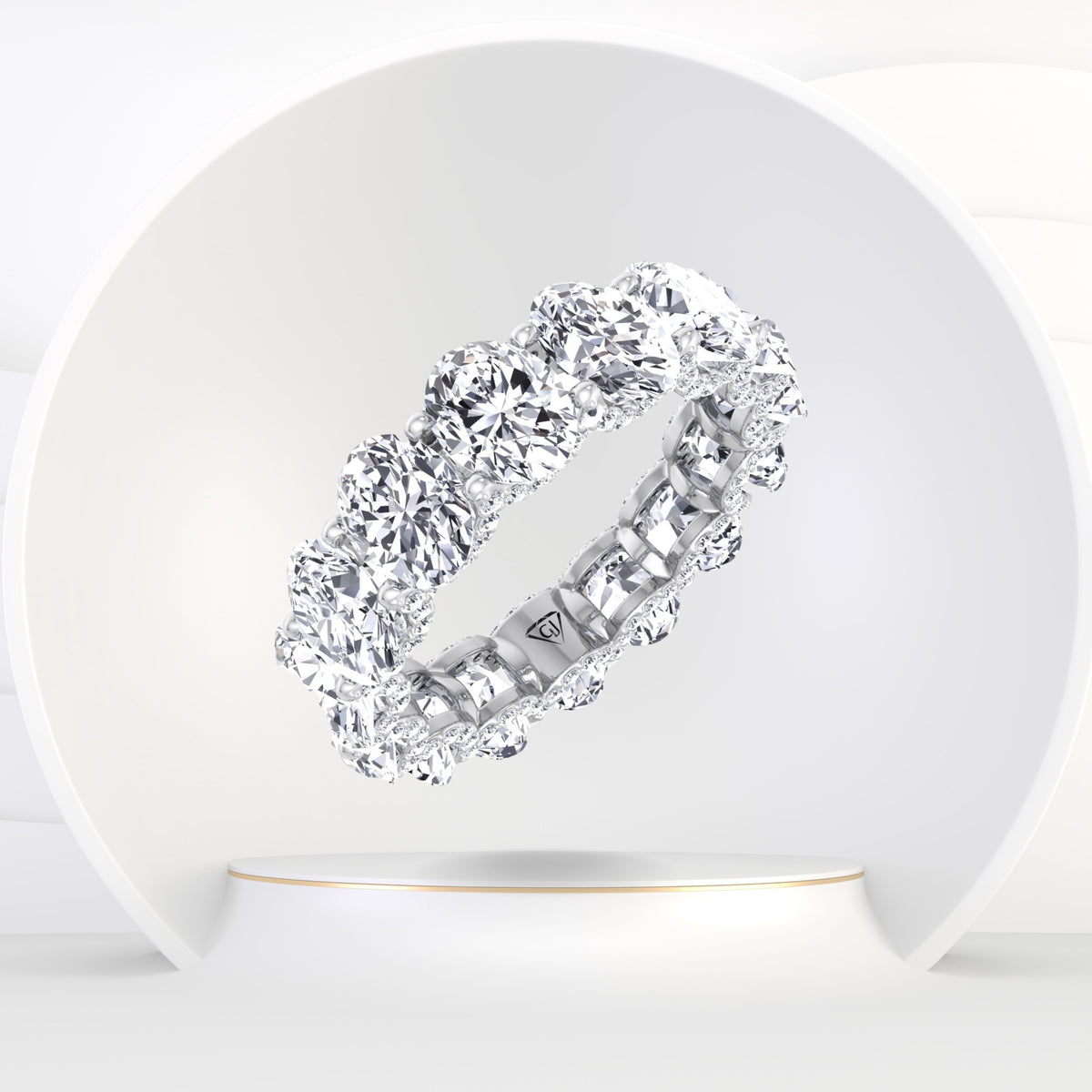 Frances - Oval Cut Diamond Eternity Band With Invisible Halo - Gem Jewelers Co