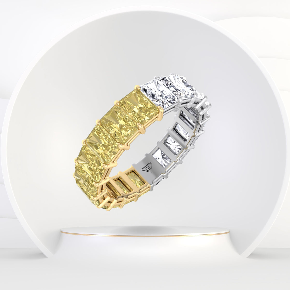 Gemma - Two Tone Radiant Cut Yellow Diamond Eternity Band - Gem Jewelers Co