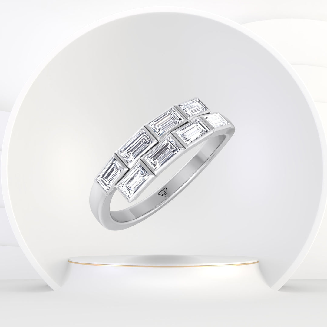 Giselli - Baguette Shape Bezel Setting Diamond Wrap Ring - Gem Jewelers Co