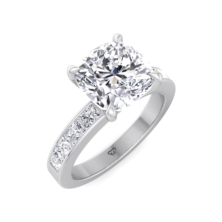 Evalina - Diamond Engagement Ring with Side Stones White Gold