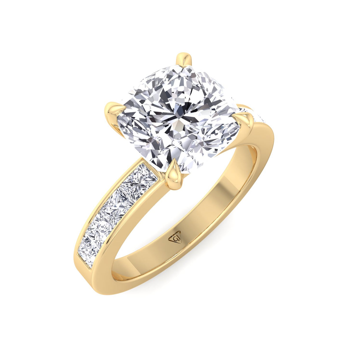 Evalina - Diamond Engagement Ring with Side Stones Yellow Gold