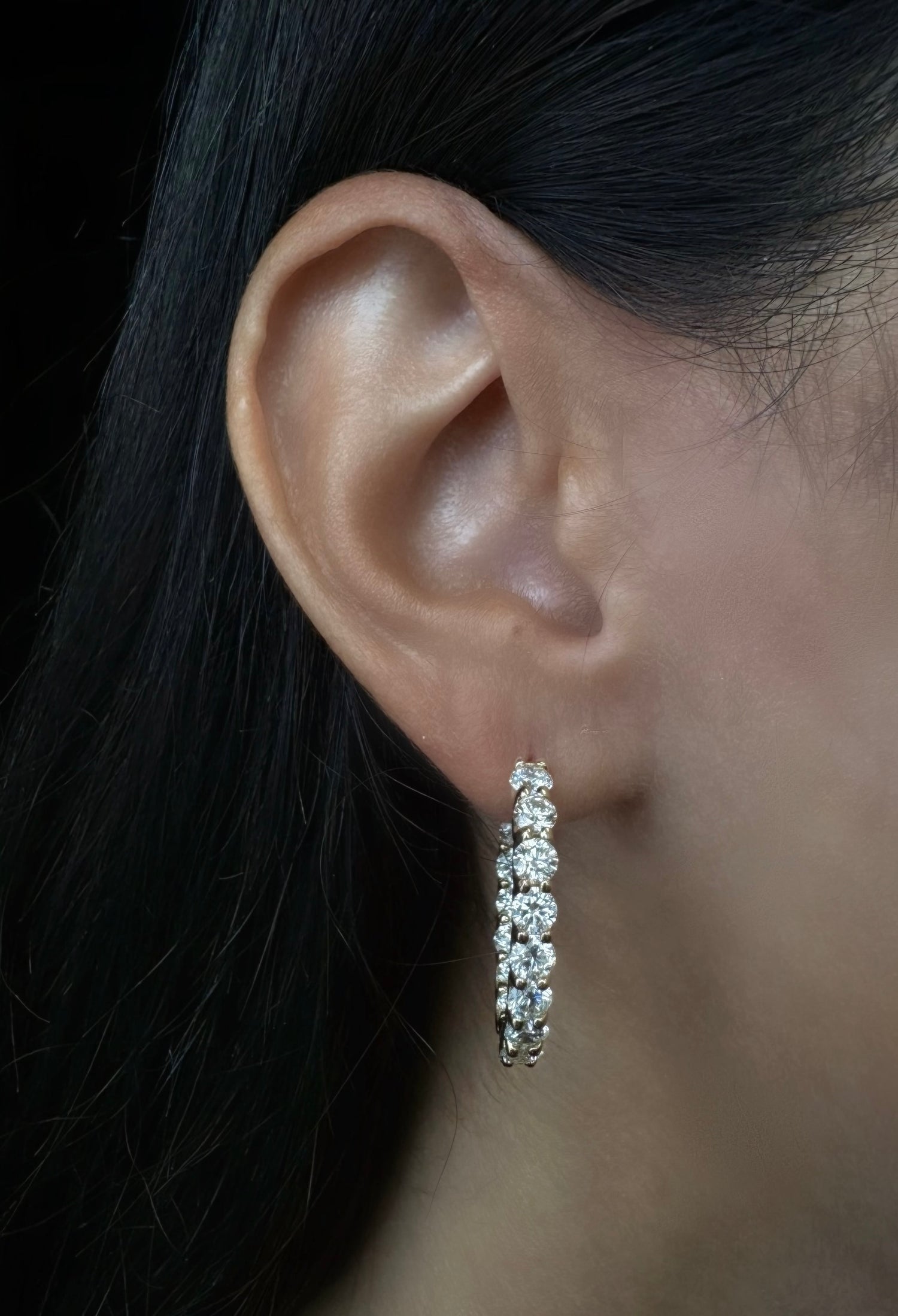 6.10CT T.W. Eternity Round Natural Diamond Hoops