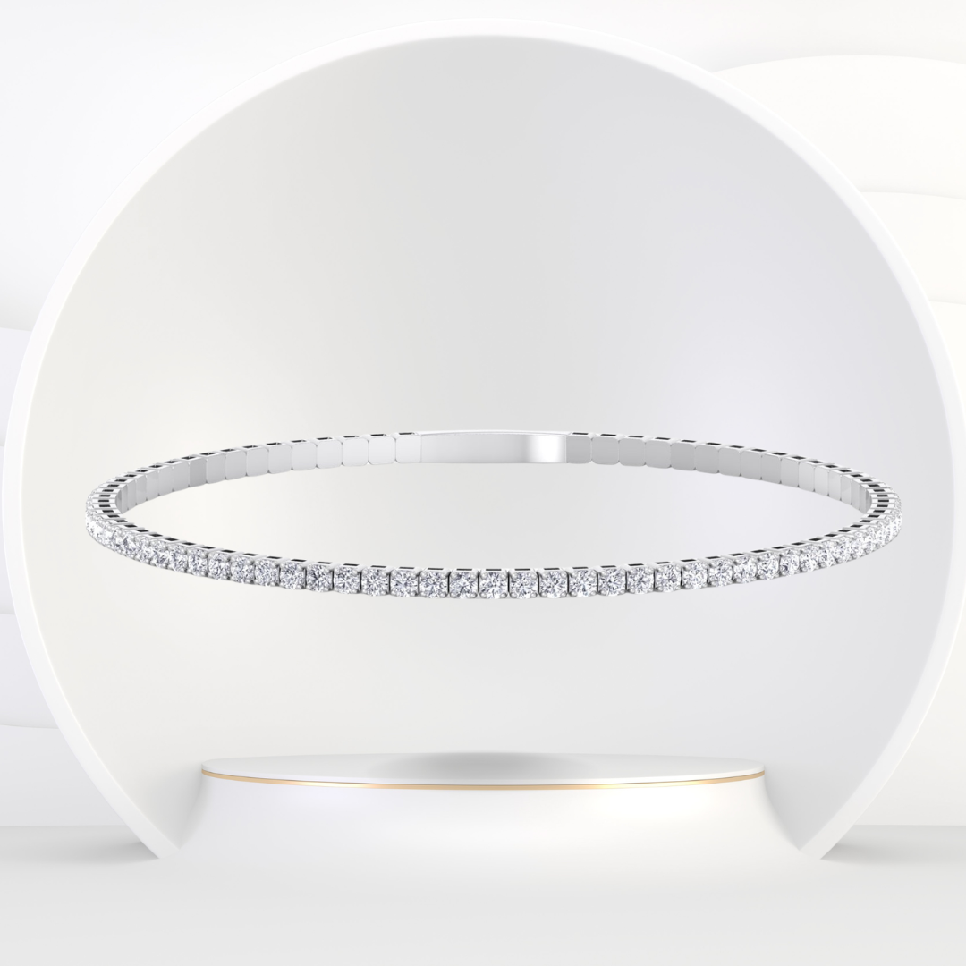 Flexible Natural Diamond Full Bangle white gold