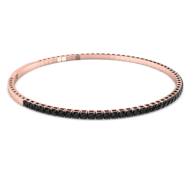 Flexible Black Diamond Bangle 14k Rose Gold