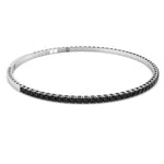 Flexible  Black Diamond Bangle 14k White Gold