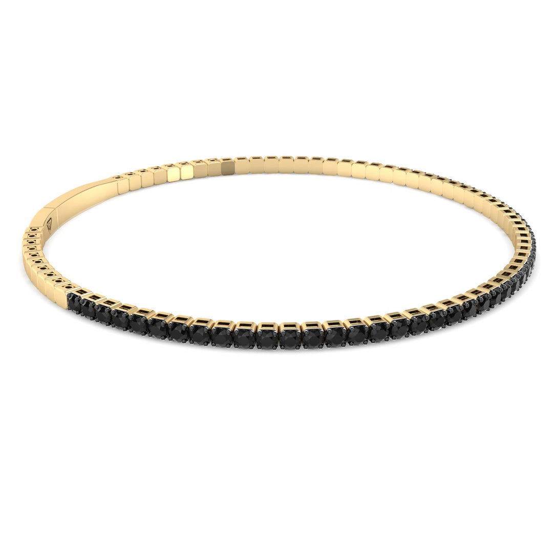 Flexible Black Diamond Bangle 14k Yellow Gold