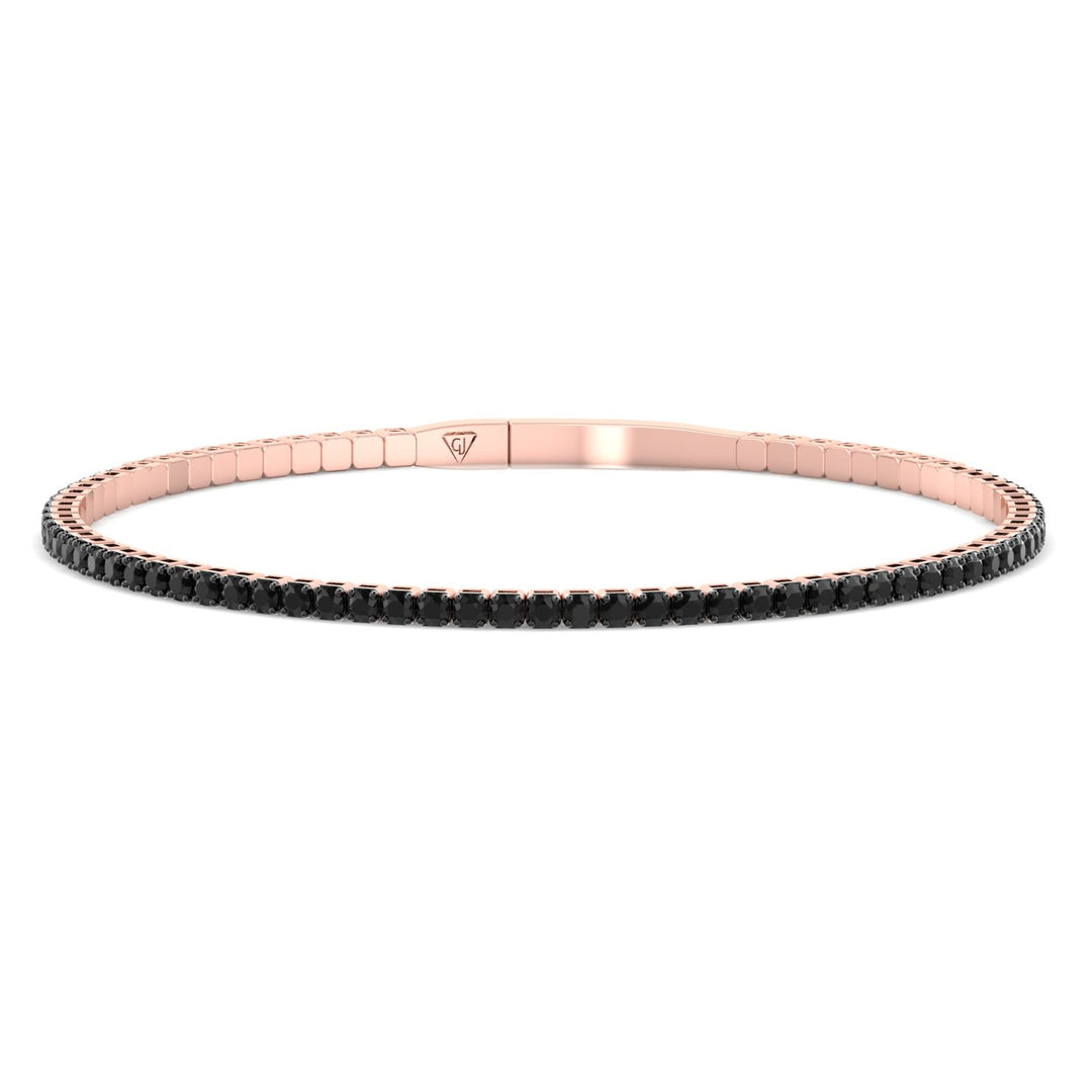 Flexible Black Diamond Bangle Rose Gold