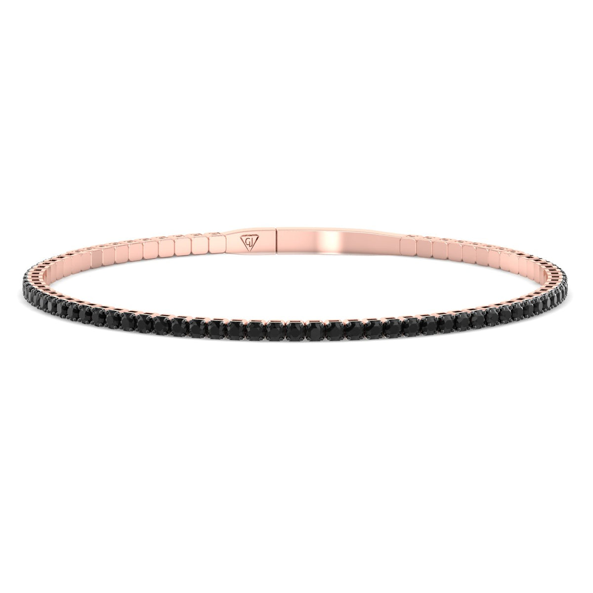 Flexible Black Diamond Bangle Rose Gold