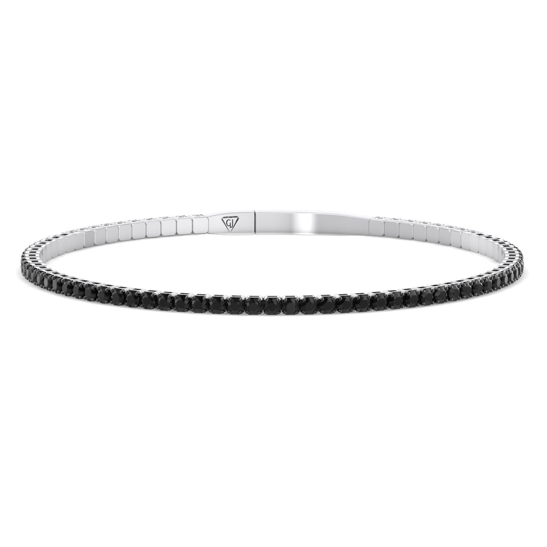 Flexible Black Diamond Bangle White Gold