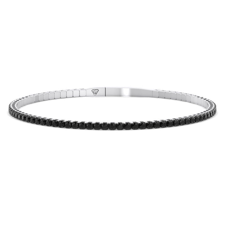 Flexible Black Diamond Bangle White Gold