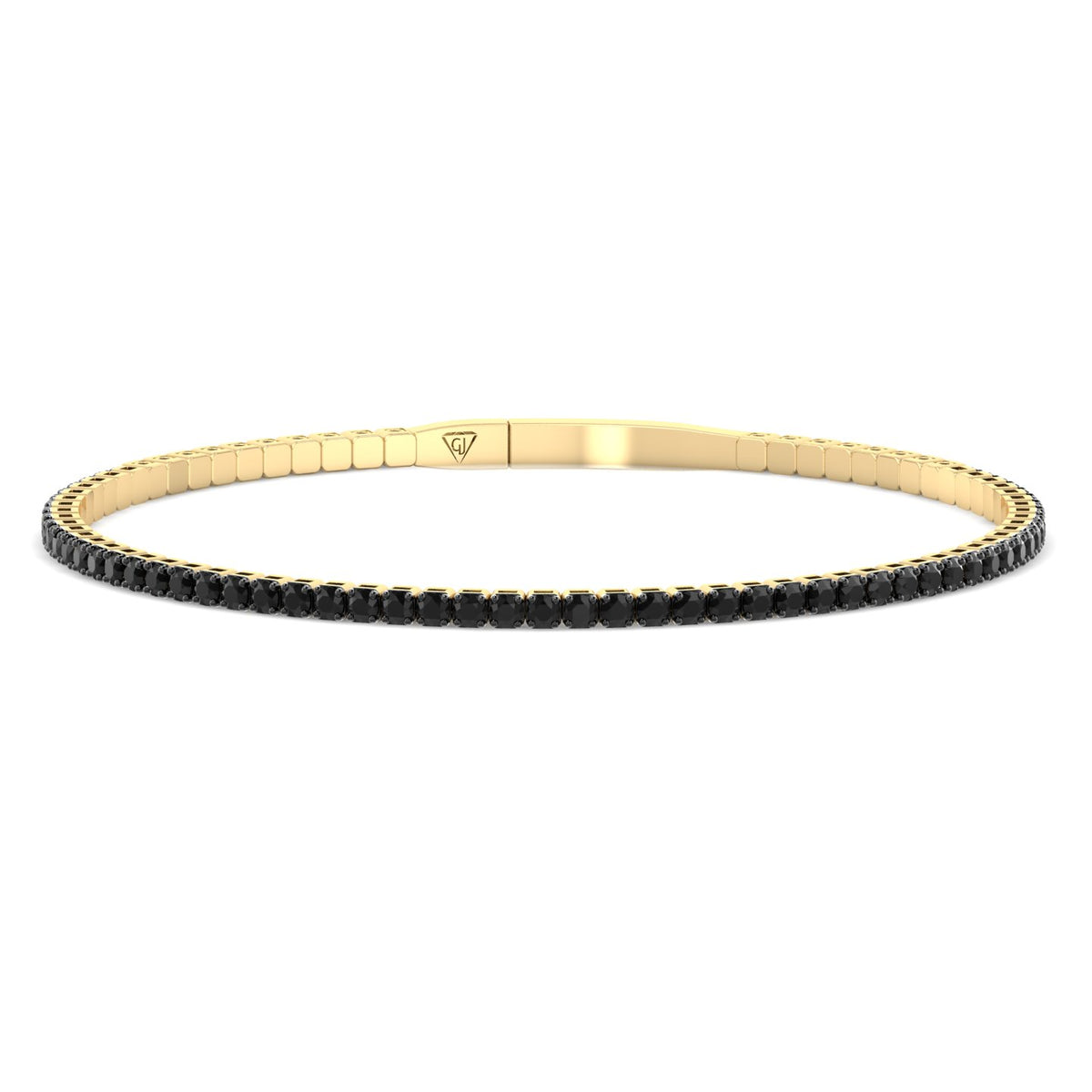 Flexible Black Diamond Bangle Yellow Gold
