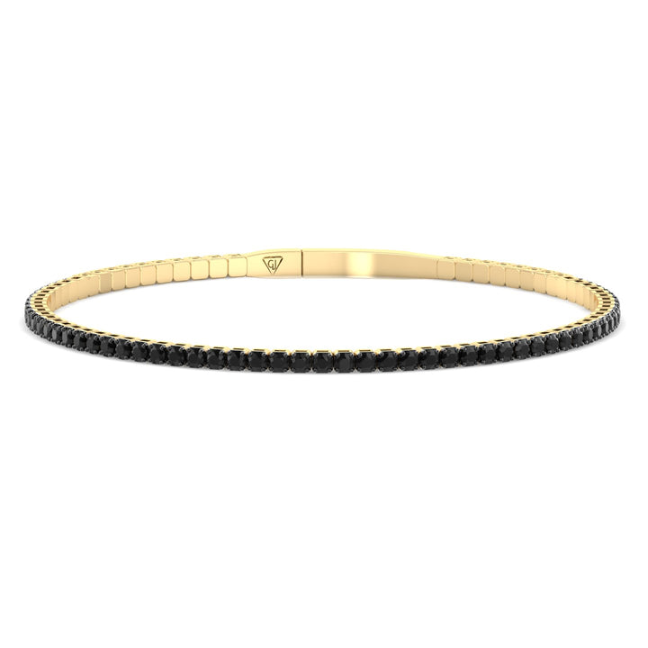 Flexible Black Diamond Bangle Yellow Gold