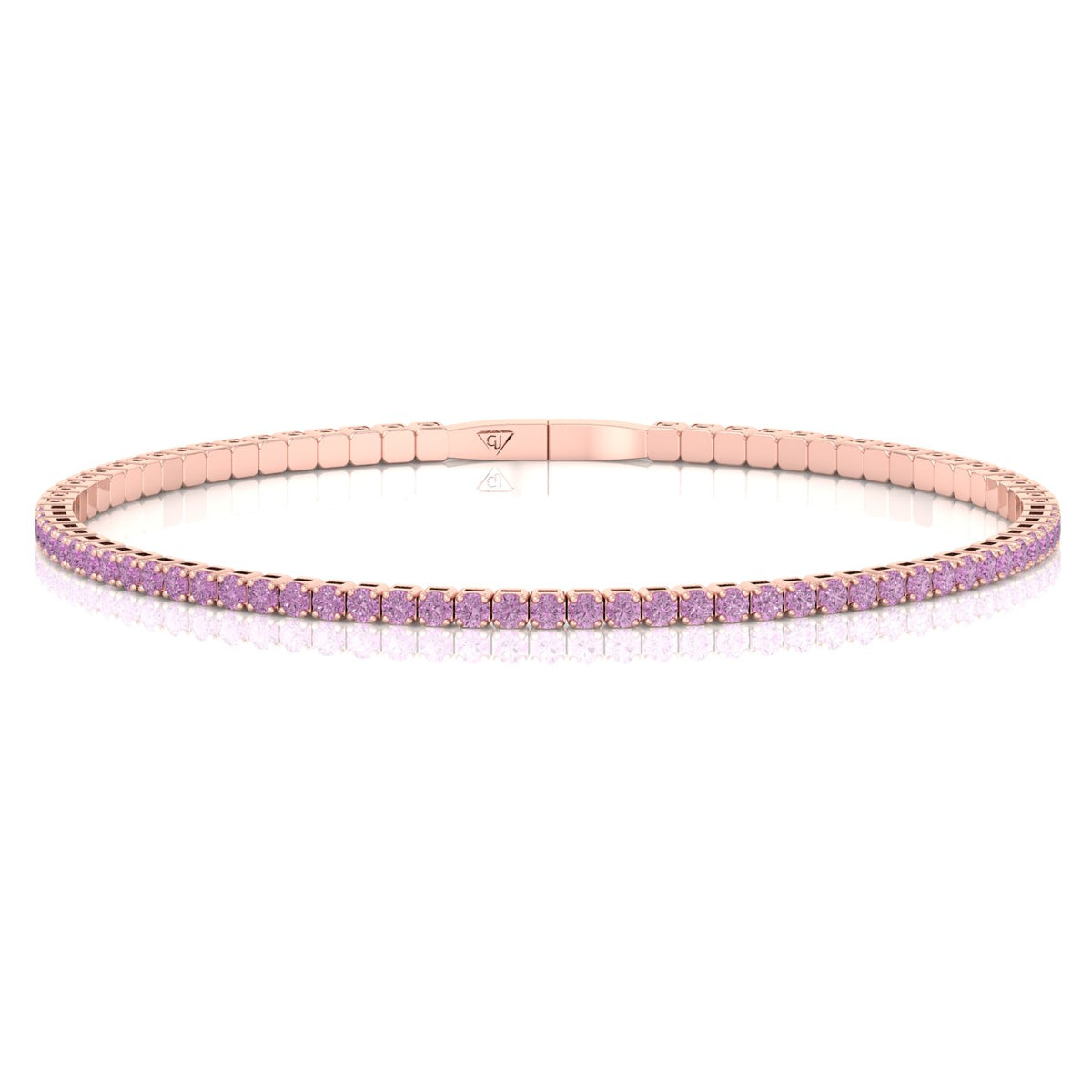 Flexible Natural Pink Sapphire Bangle 14K Rose Gold, Front