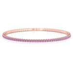 Flexible Natural Pink Sapphire Bangle 14K Rose Gold, Front