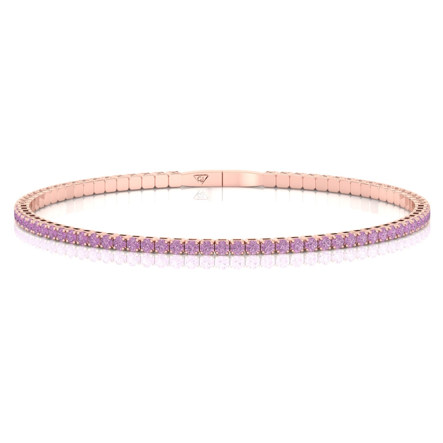 Flexible Natural Pink Sapphire Bangle 14K Rose Gold, Front