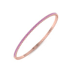 Flexible Natural Pink Sapphire Bangle 14K Rose Gold, Top Down