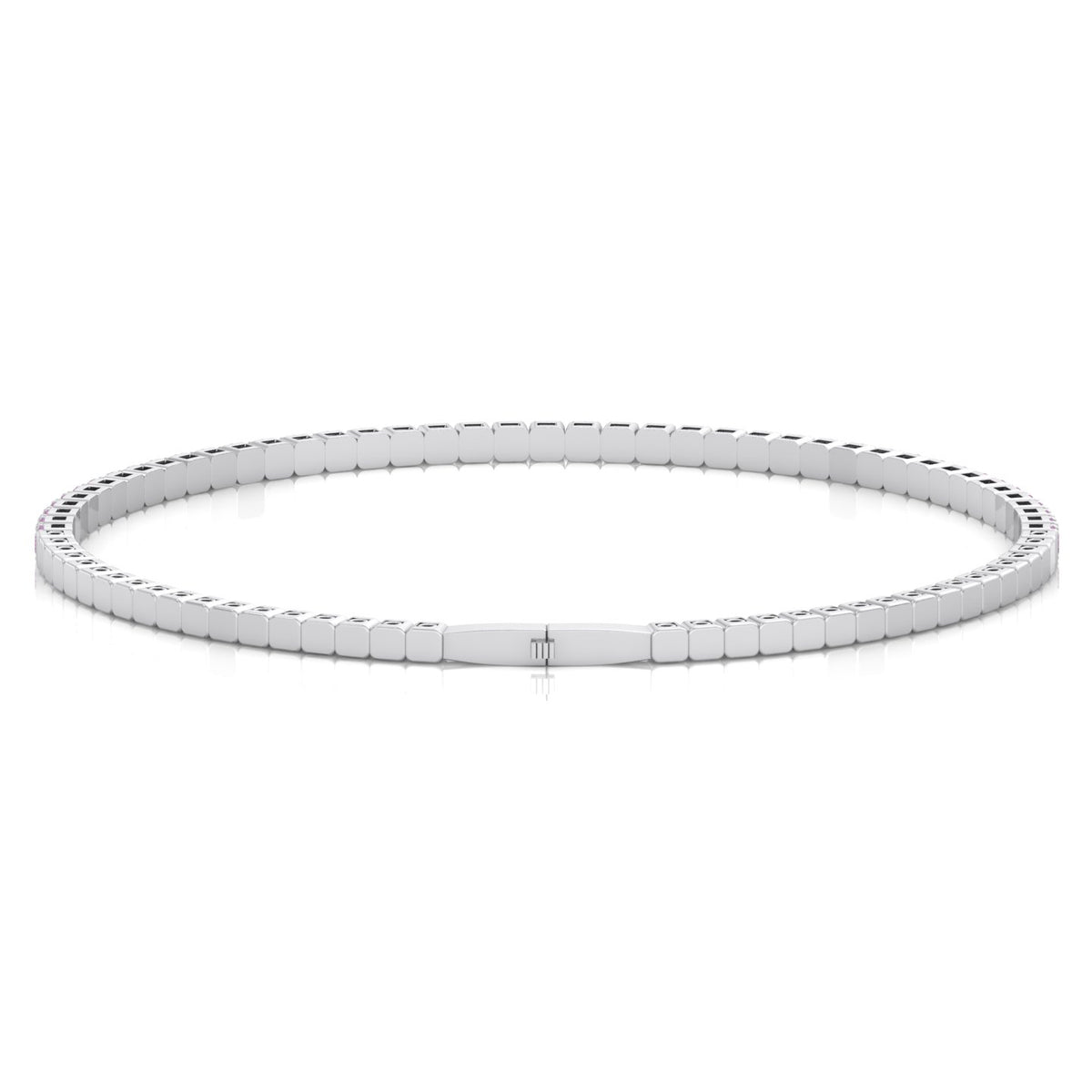 Flexible Natural Pink Sapphire Bangle 14K Solid Gold
