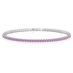 Flexible Natural Pink Sapphire Bangle 14K Solid Gold, Front