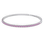 Flexible Natural Pink Sapphire Bangle 14K Solid Gold, White gold, Front
