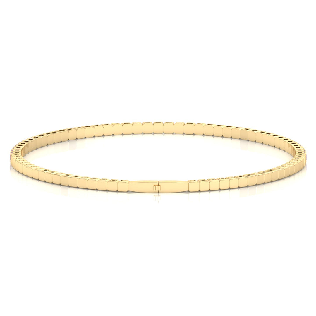 Flexible Natural Pink Sapphire Bangle 14K Yellow Gold